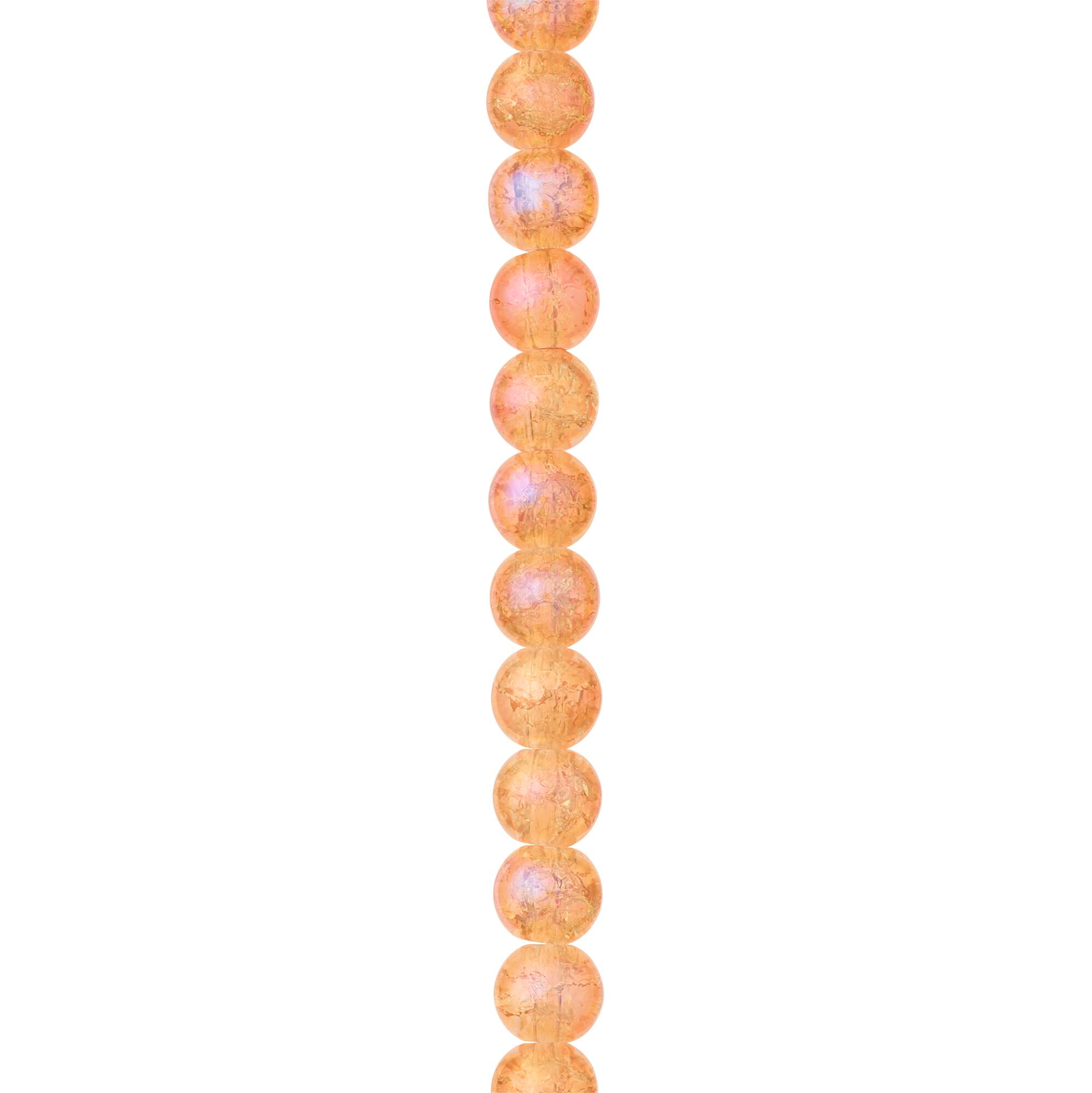 Orange Crackle Glass Round Beads, 8mm by Bead Landing™